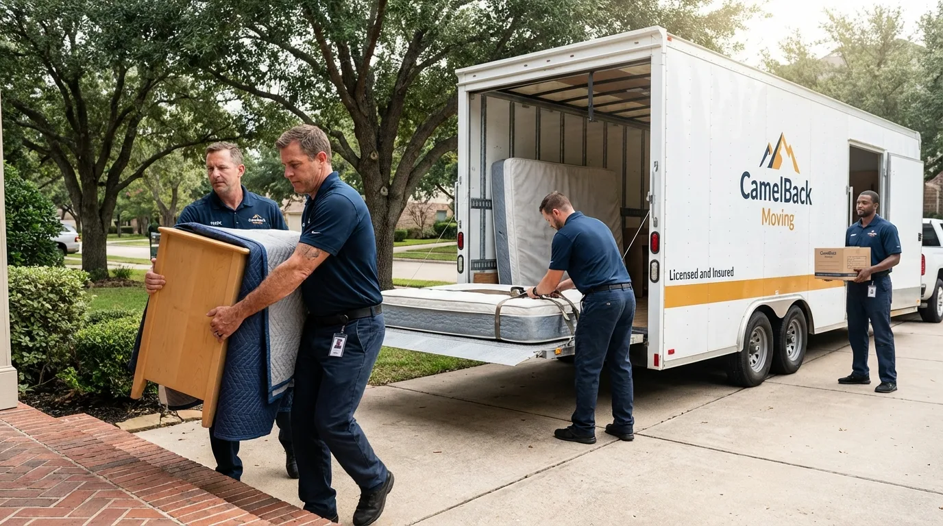 Crew loading residential truck for cross-state move from High Ridge, MO
