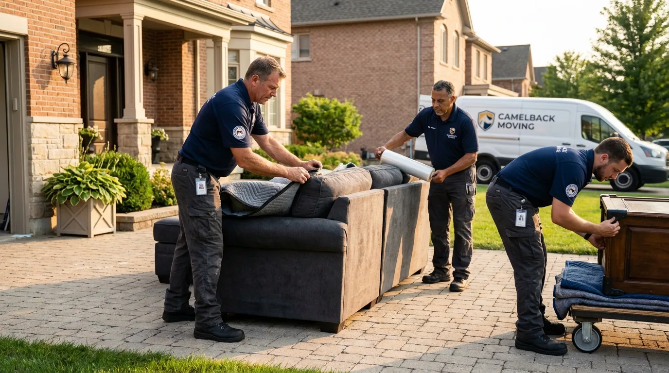 Large estate moving crew wrapping furniture in High Ridge, MO